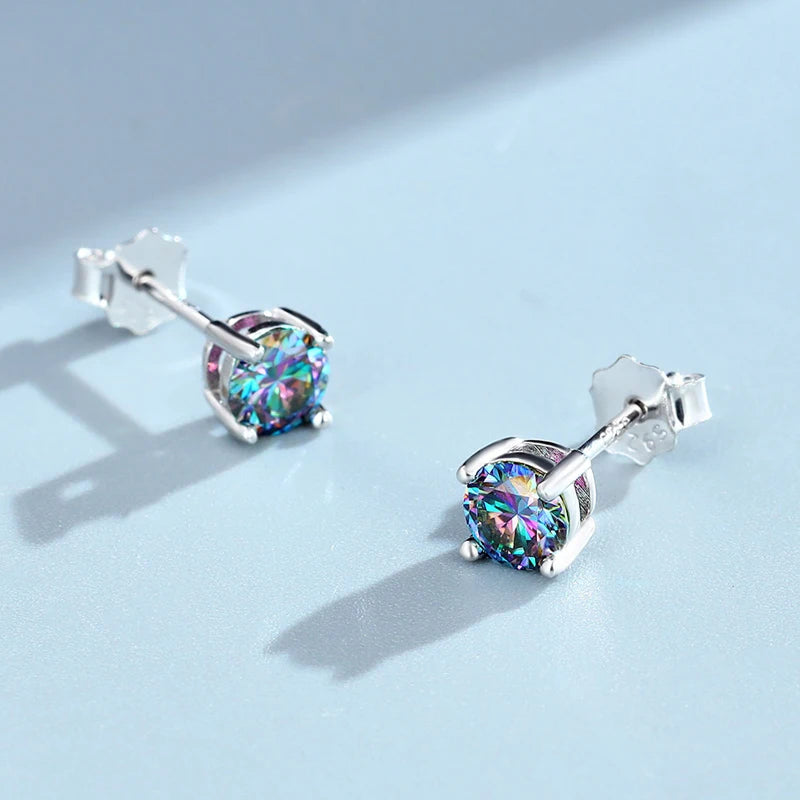 Sparkling Colorful 0.3-2CT Colorful Moissanite Studs Earrings