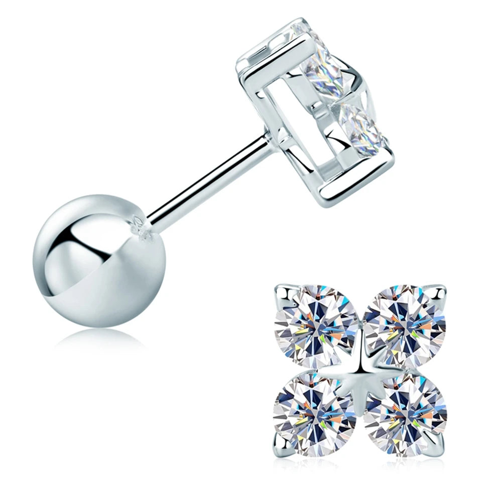 Geraldine Four Leaf Moissanite Studs Drop Earring