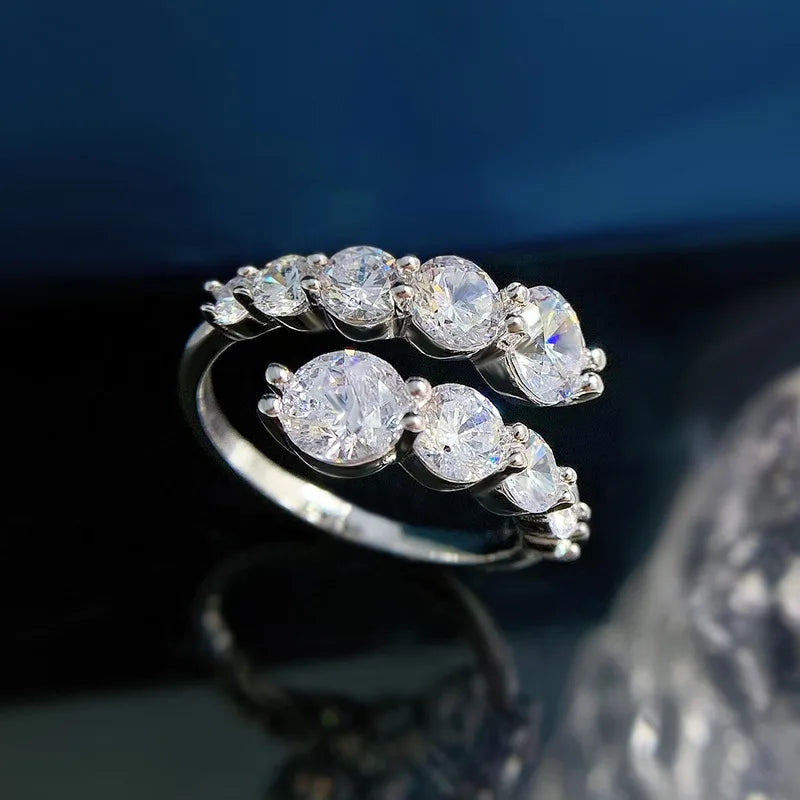 Sparkling 925 silver 3.26ct Moissanite Rings