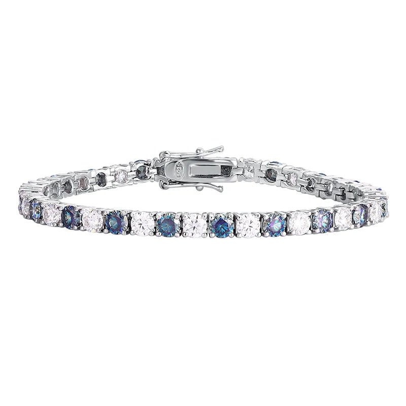 Colorful Blue 925 silver 3/4/5/6.5mm Moissnaite Tennis Bracelet