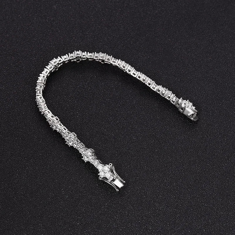 Sparkling 925 silver 3mm Cross Zircon moissanite Tennis Bracelets