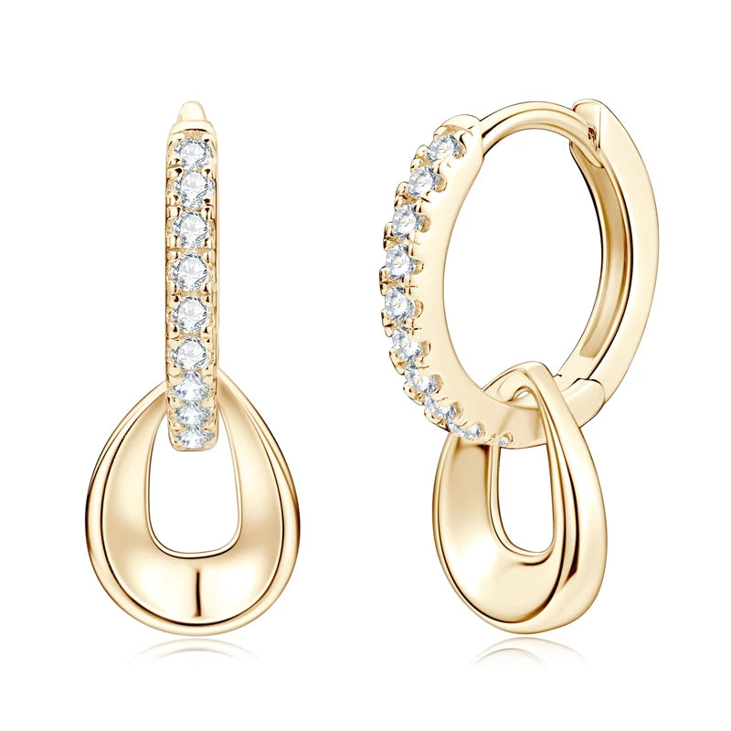 Round cut 925 gold Moissanite Hoops Earrings