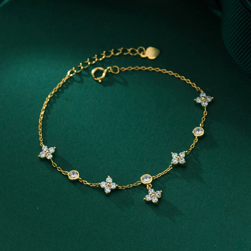 Four-leaf Flower Moissanite Adjustable Chain Bracelets