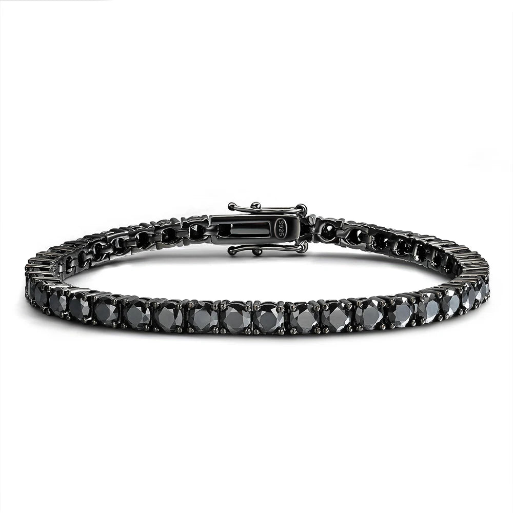 Hip Hop 3/4/5MM Black 925 silver  Moissanite Tennis Bracelet