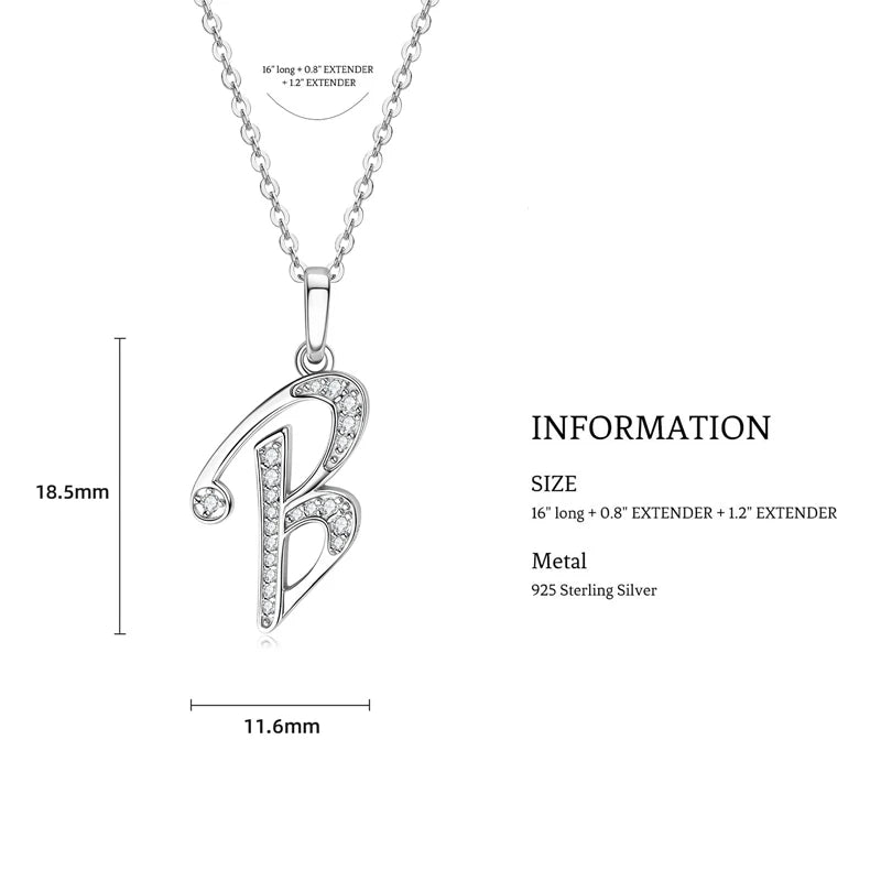 A-Z Alphabet Initial Letter Moissanite Pendant Necklaces