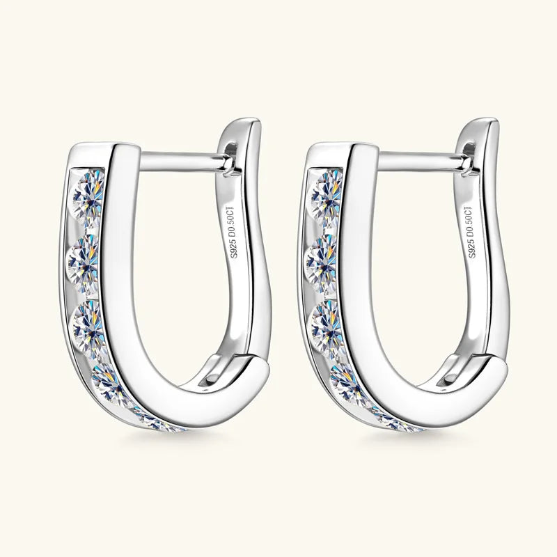 Luxury Daily Jewelry 18k Plated 1cttw Moissanite Hoop Earrings