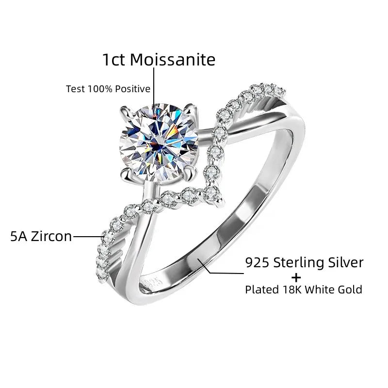 Glax Crown 1ct Moissanite Ring