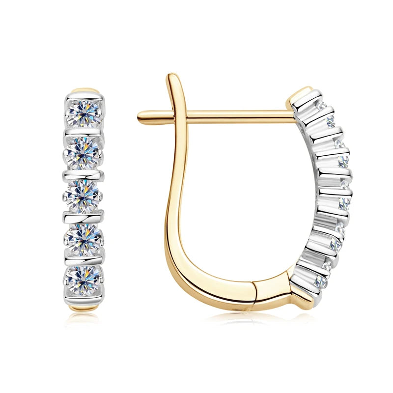 Luxury Round Cut Moissanite U-Shape Hoop Earrings