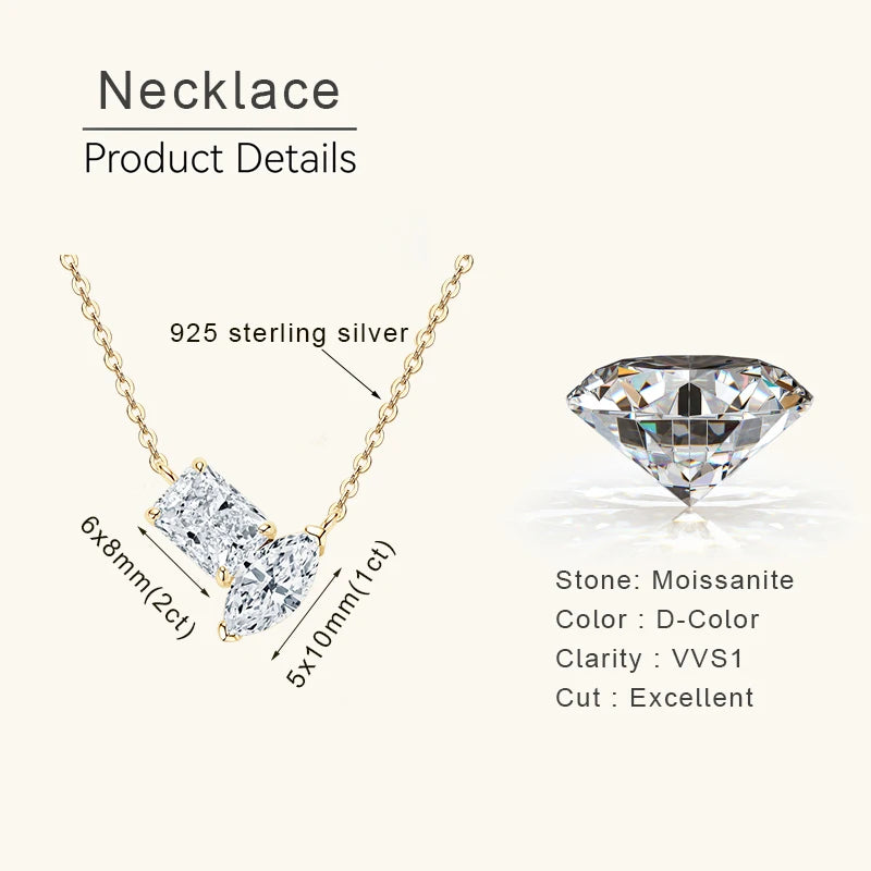 Lynn's Daily Jewelry Oval Emerald Cut Moissanite Necklaces