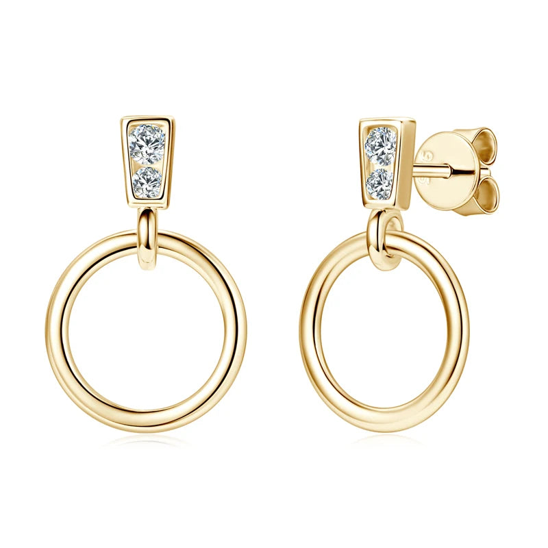 Lynn's Moissanite Pendientes Circle Pendant Earrings