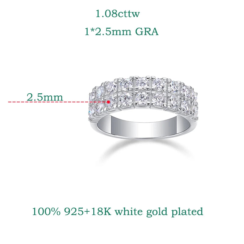 Grand 925 silver 1.8-2.5mm Sparkling Moissanite Half Row Rings