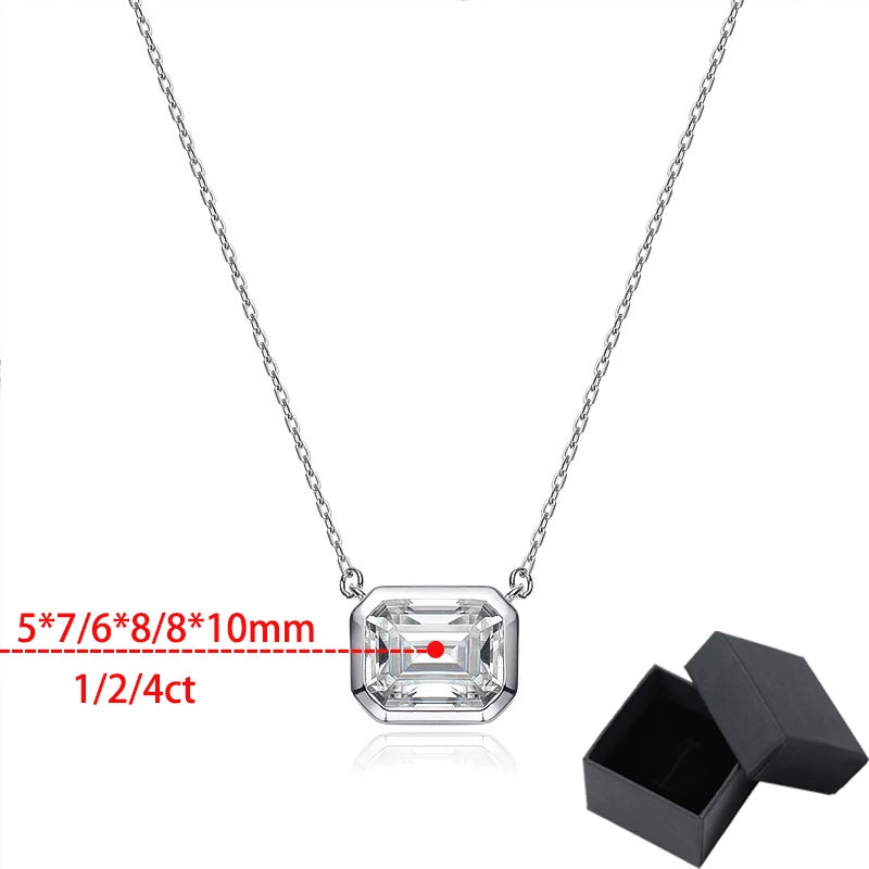 Daily Jewelry 925 silver 1-4CT Emerald Cut Moissanite Necklace