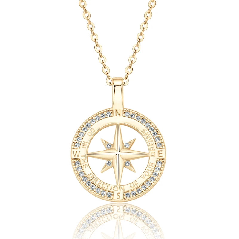 Clavicle Chain Zircon Compass Pendant Necklaces