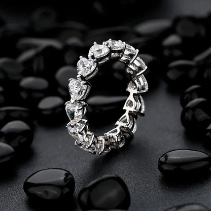 925 Heart Cut Row Ring