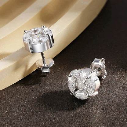 Princess Round Moissanite Stud Earrings