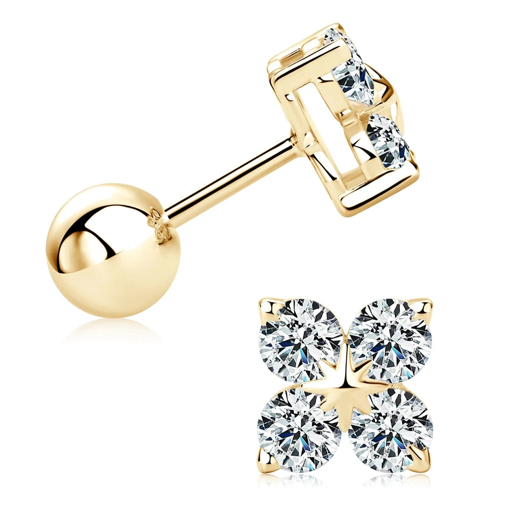 Geraldine Four Leaf Moissanite Studs Drop Earring