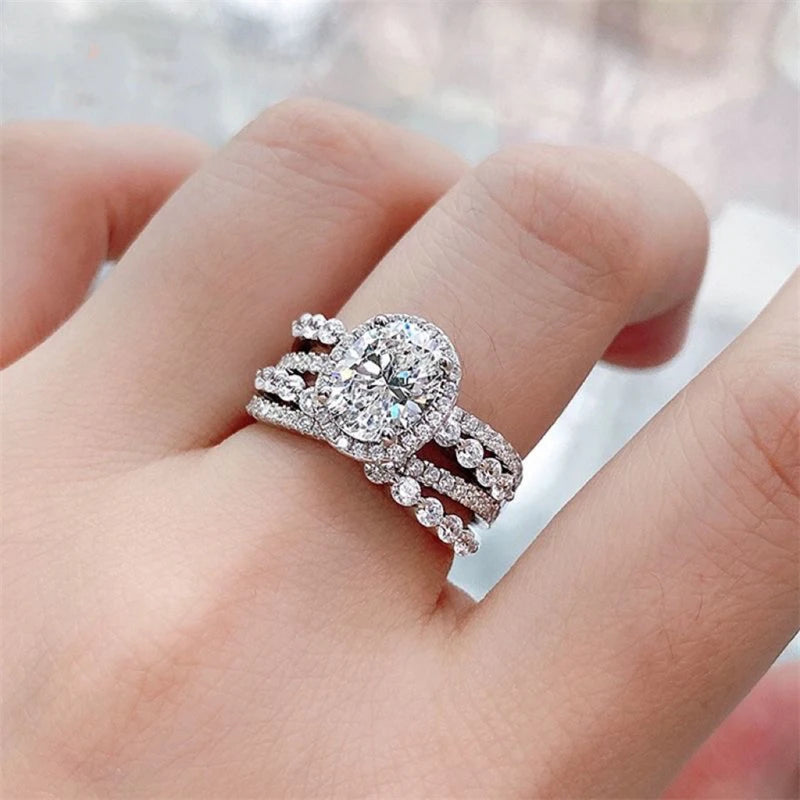 Fine Sterling Oval Moissanite Ring