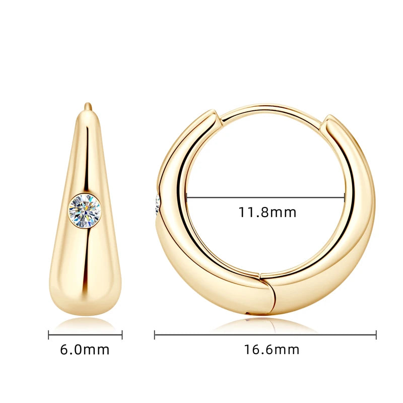 Exquisite Chunky Dome Moissanite Hoop Earrings