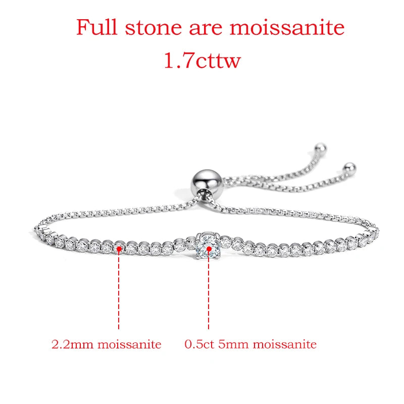 Daily Jewelry 5mm Adjustable Moissanite Tennis Bracelets