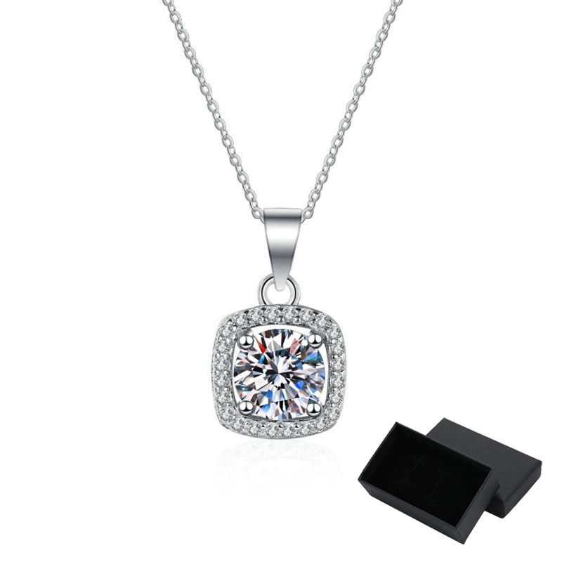 Classic Square S925 Sterling Silver 2ct Moissanite Necklace