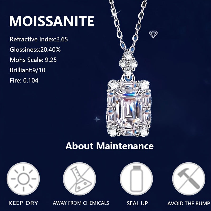 Perfume bottle Radiant 1ct Moissanite Pendant Necklace