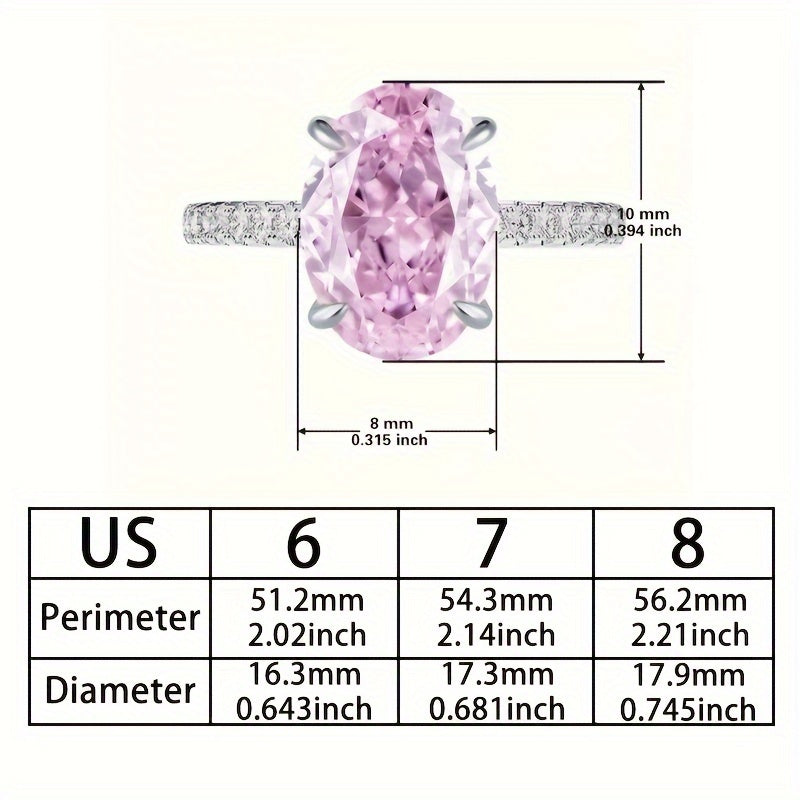 Light Pink S925 Silver Classic Elegant Oval Zirconia Ring