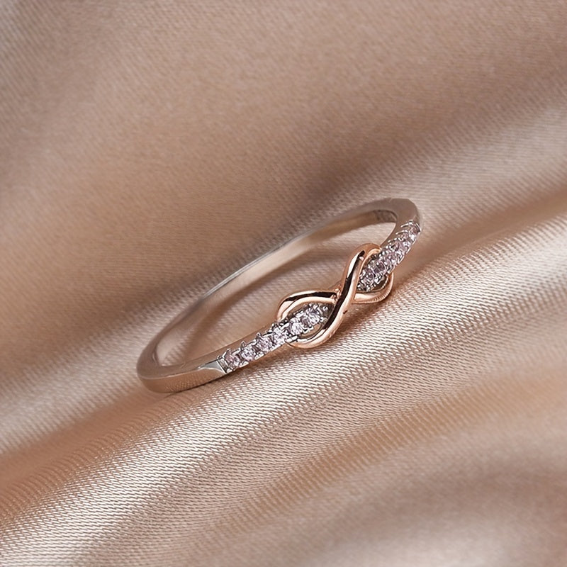 Daily Jewelry 925 Sterling Silver Infinity Zirconia Ring