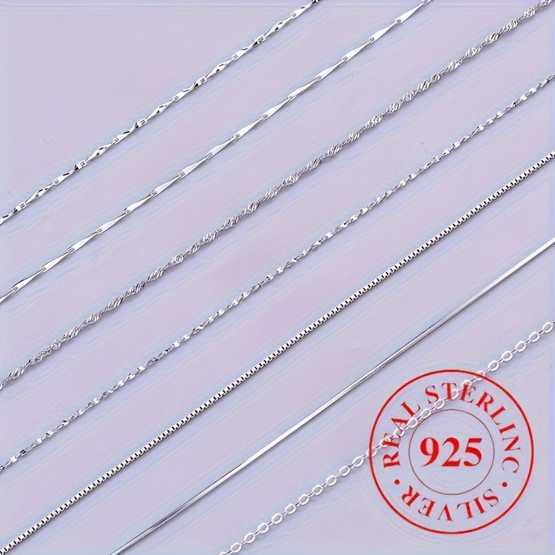 Simple 925 Sterling Silver Chain Necklace