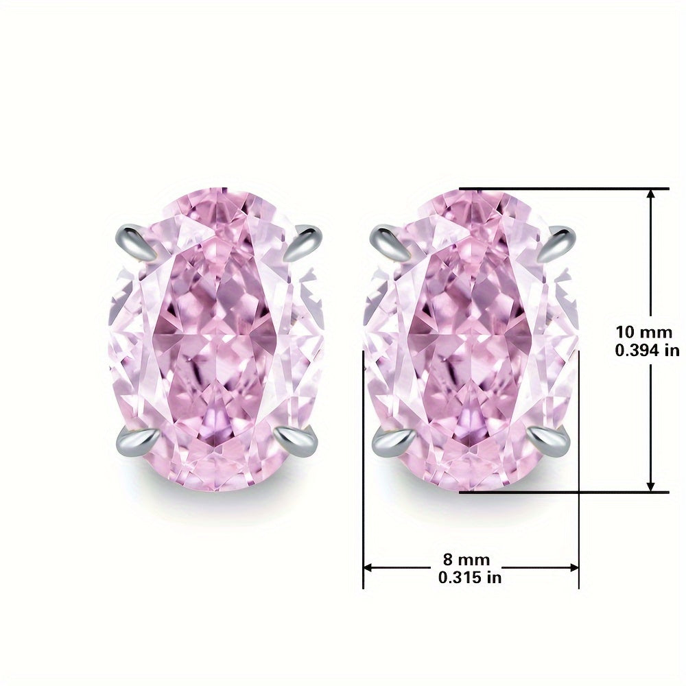 Simple Excellent Cut Oval Zircon Stud Earrings