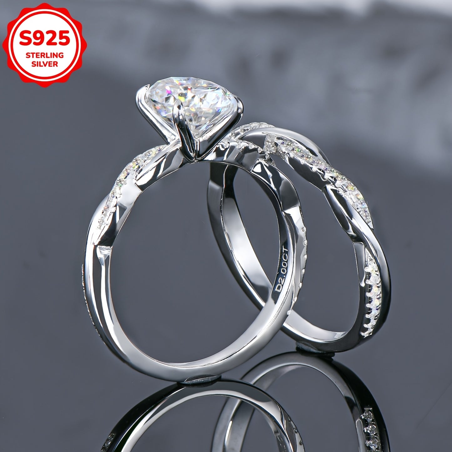 Daily Jewelry 2ct Oval Moissanite Ring Set