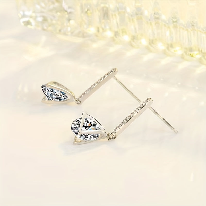 Triangle Drop Earrings 925 Sterling Silver Moissanite