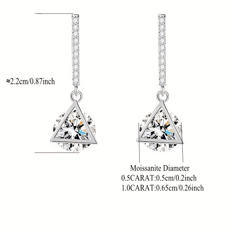 Triangle Drop Earrings 925 Sterling Silver Moissanite