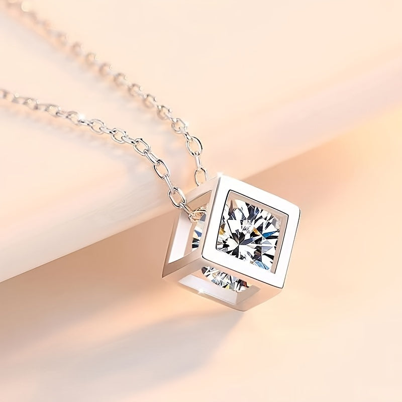 Magnificent Box Moissanite Cube Pendant Necklace