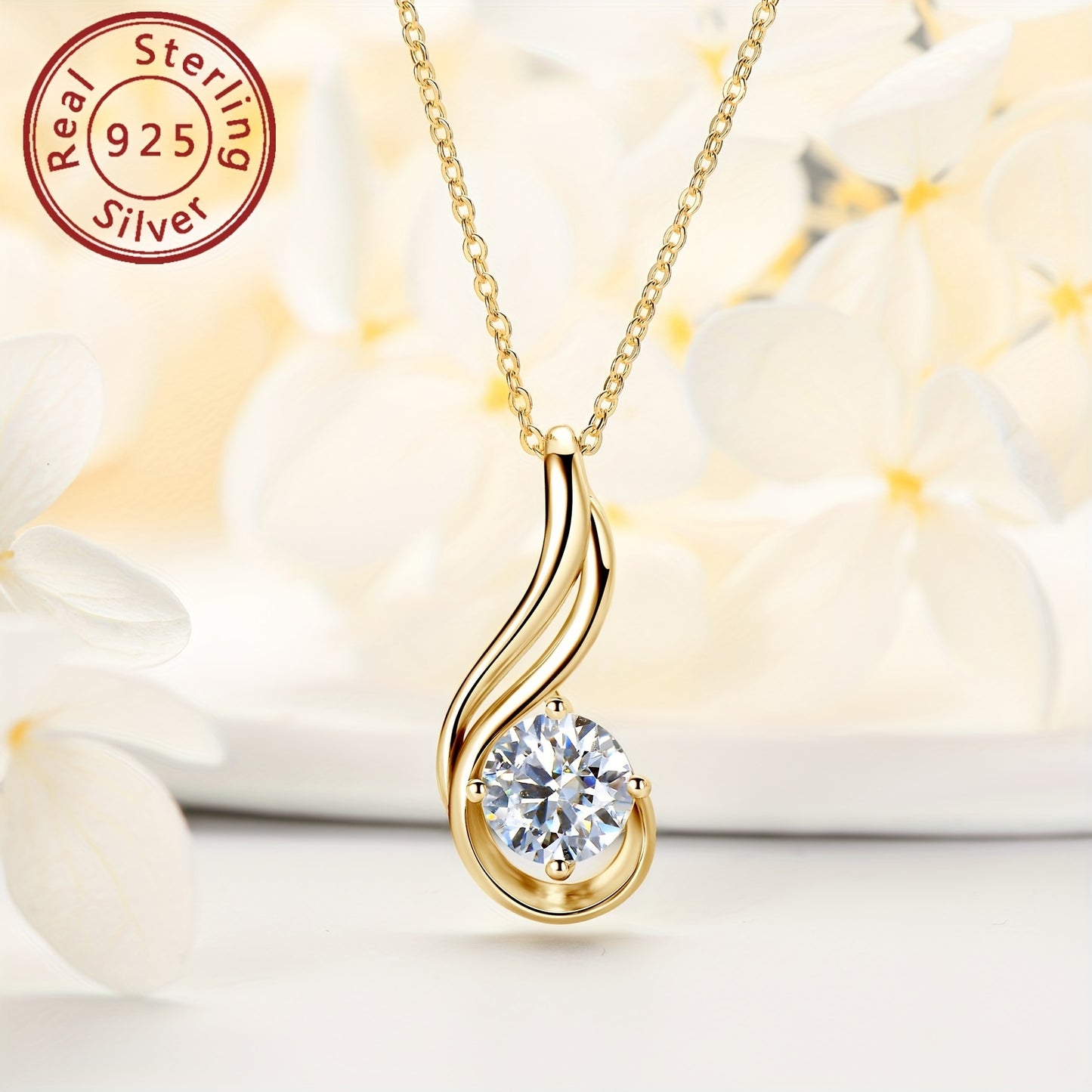 Elegant 925 Sterling Silver Pendant 2ct Moissanite Necklace