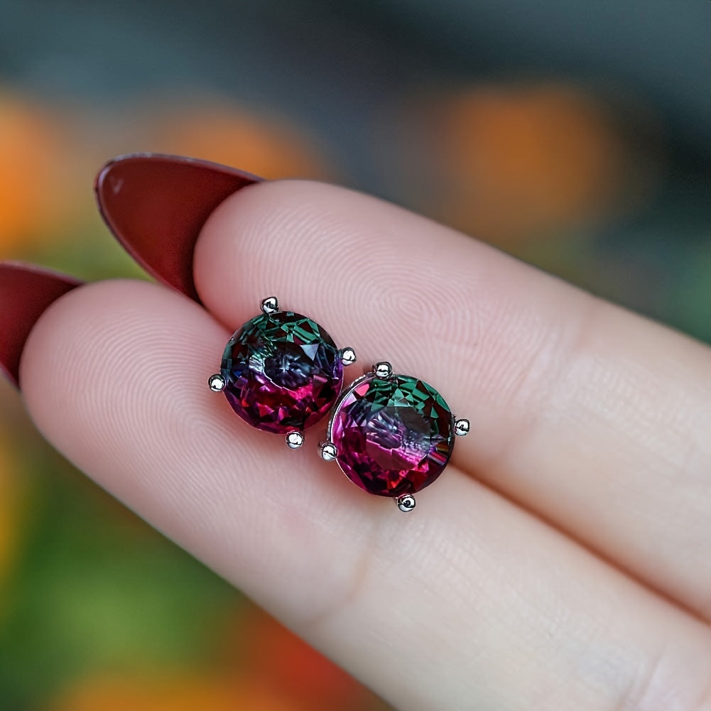 Round Cut 925 Tourmaline Zircon 925 Earrings