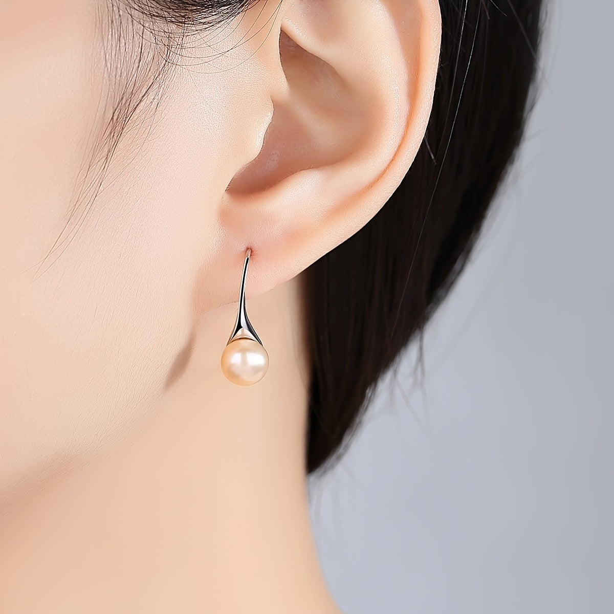 Refined 925 sterling silver 8mm freshwater pearl drop earrings