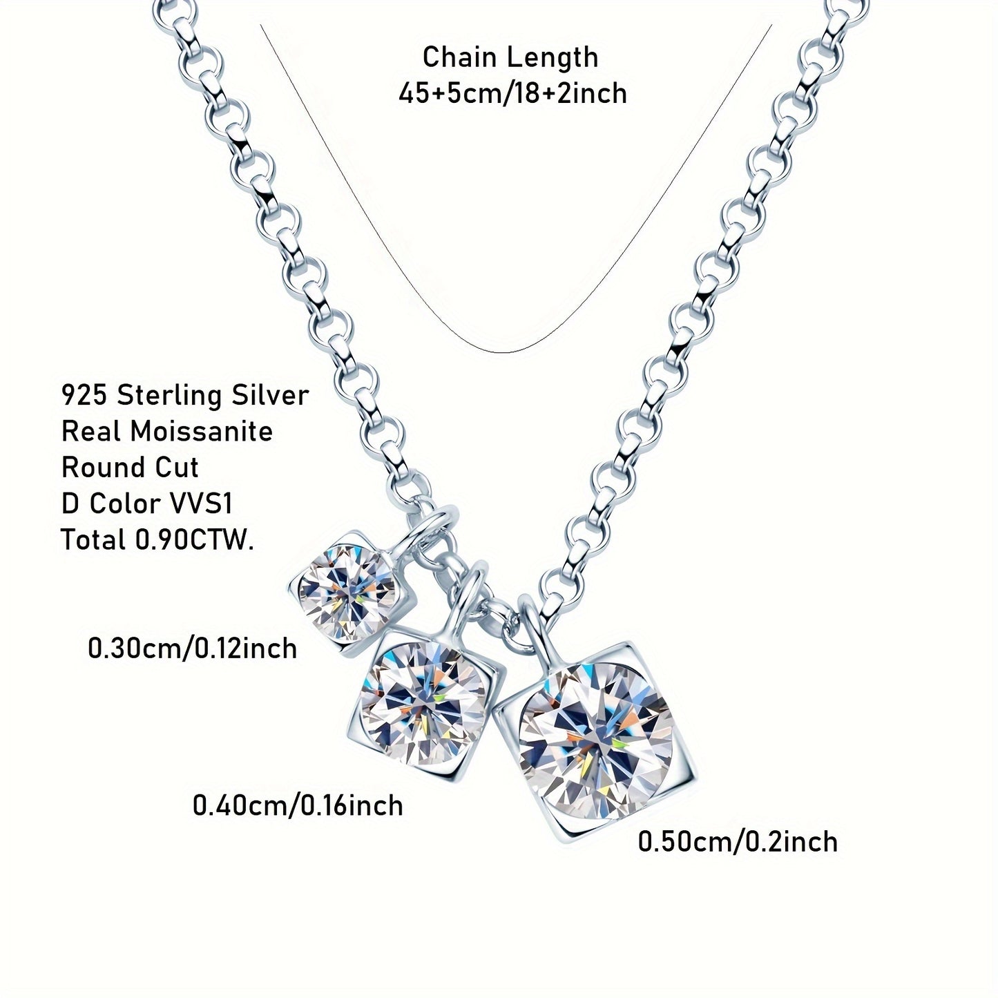 Moissanite 5mm&4mm&3mm 0.9ct Moissanite necklace