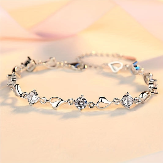 Sterling silver moissanite heart bracelet