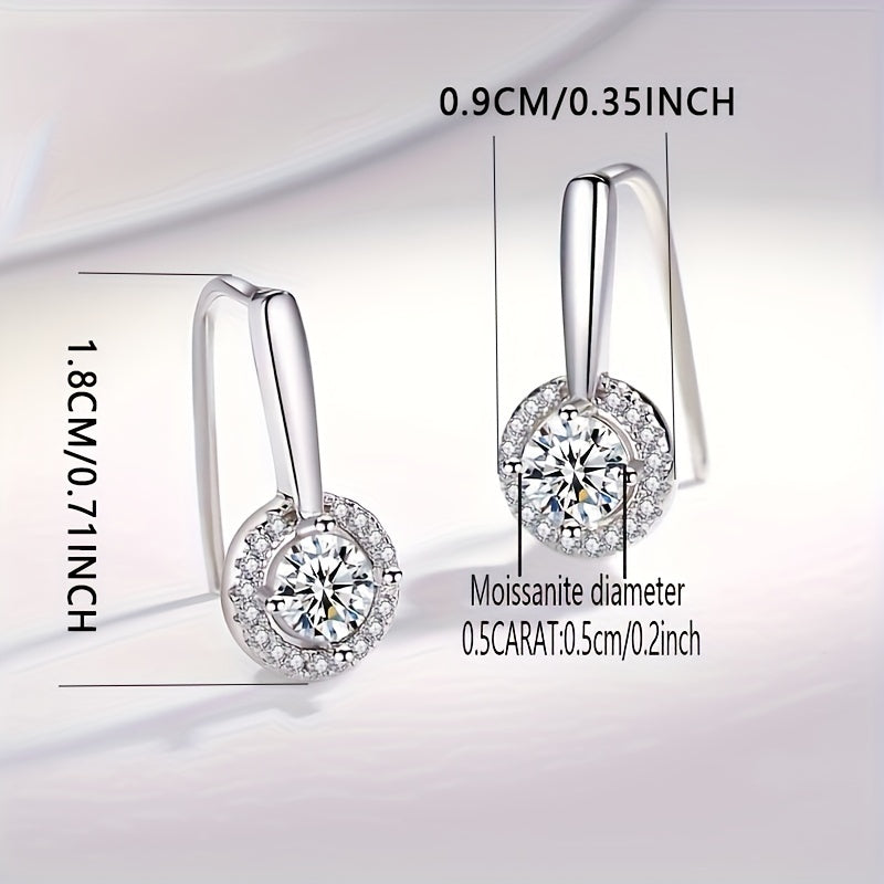 Elegant 925 Sterling Silver Moissanite Drop Earrings