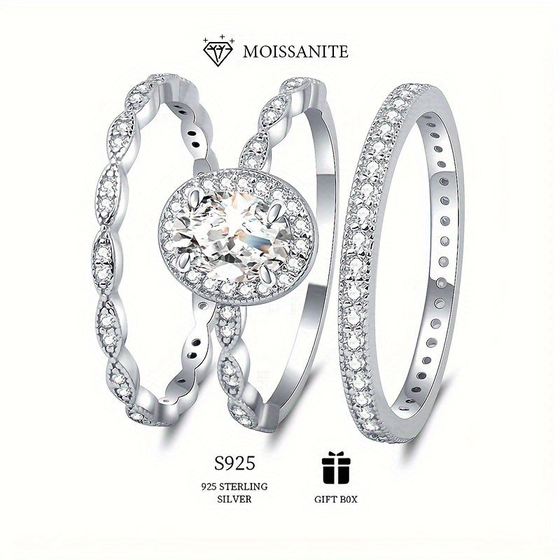 Dubble Row 1ct Moissanite Promise Stacking Rings