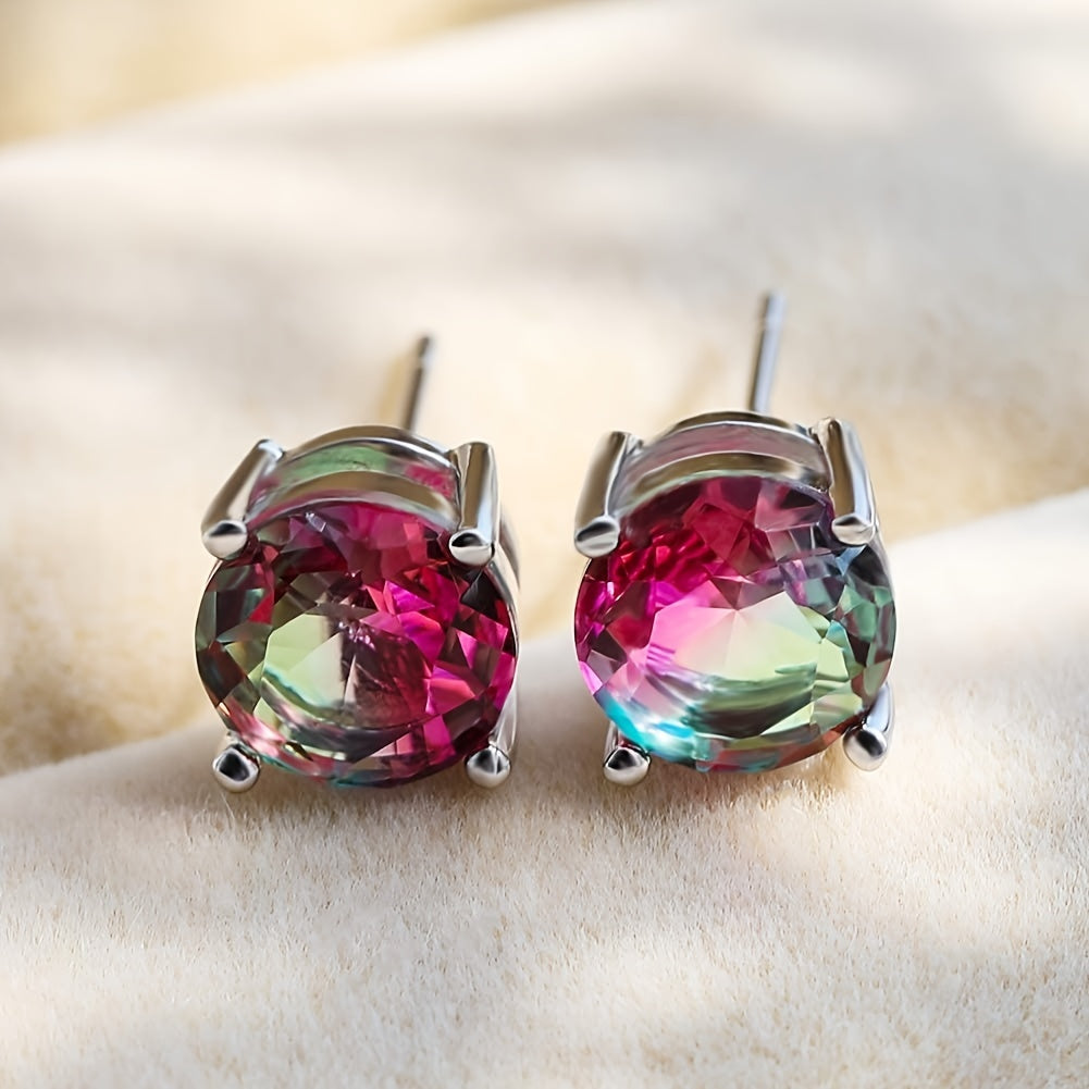 Round Cut 925 Tourmaline Zircon 925 Earrings