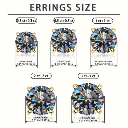 S925 0.3/0.5/1/2/3ct 耳環