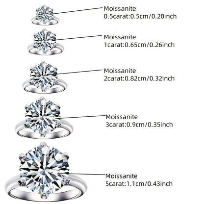 Classic 1/2/3/5ct Moissanite Ring