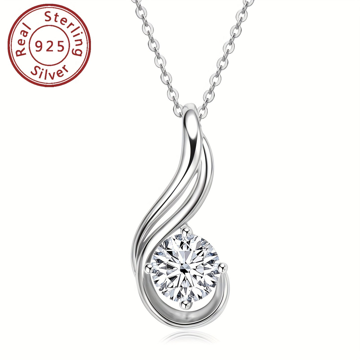 Elegant 925 Sterling Silver Pendant 2ct Moissanite Necklace