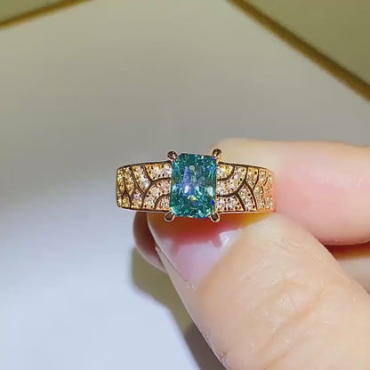Beryl Emerald Vintage Moissanite Ring