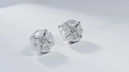 Princess Round Moissanite Stud Earrings