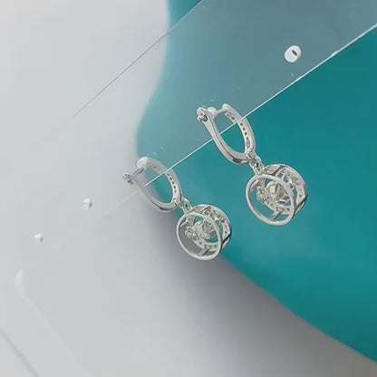 S925搖動莫桑石耳環