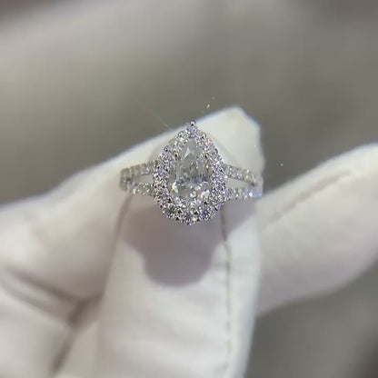 S925 Pear Cut 1.74ct Moissanite Ring