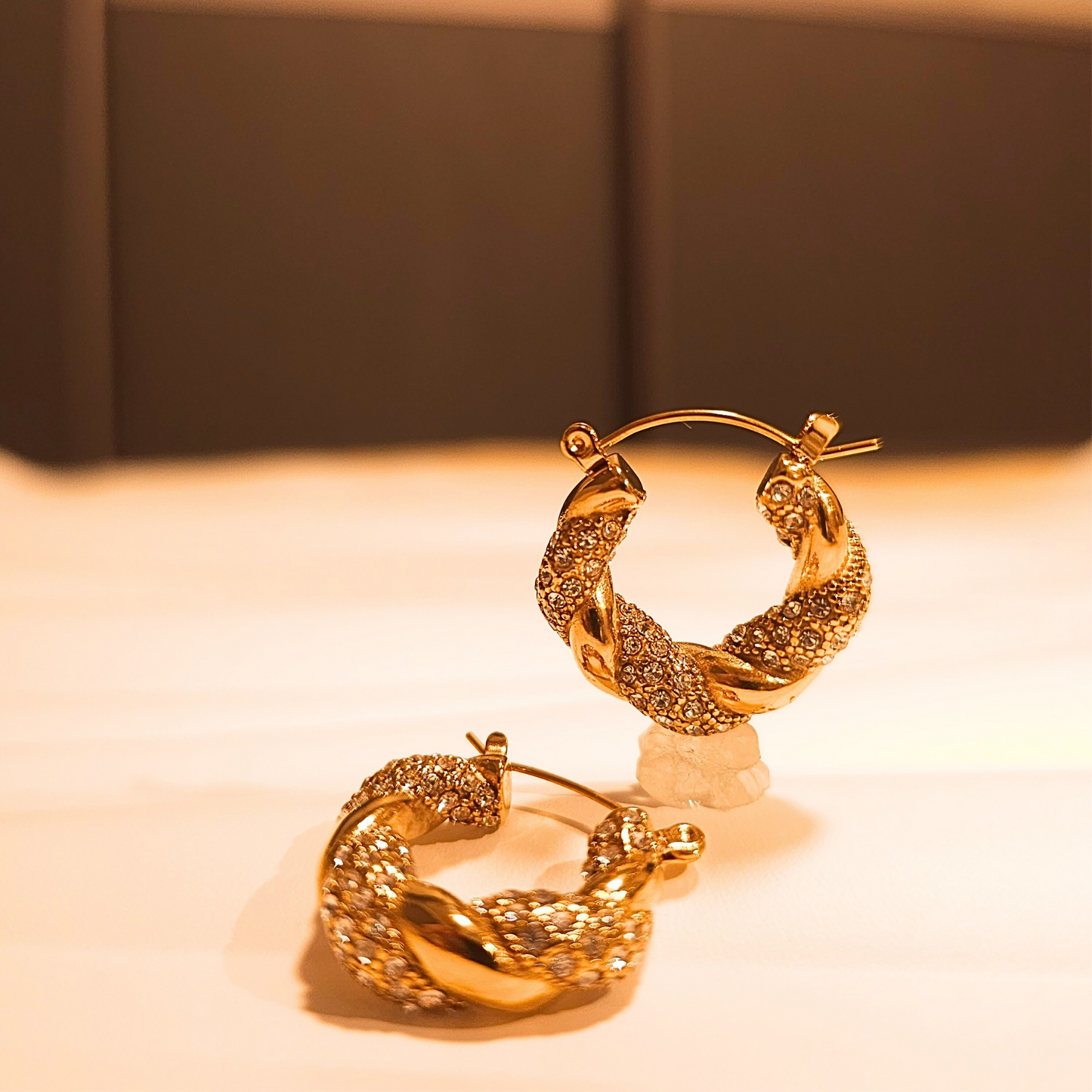 Vintage Twist Gold Hoop Earrings