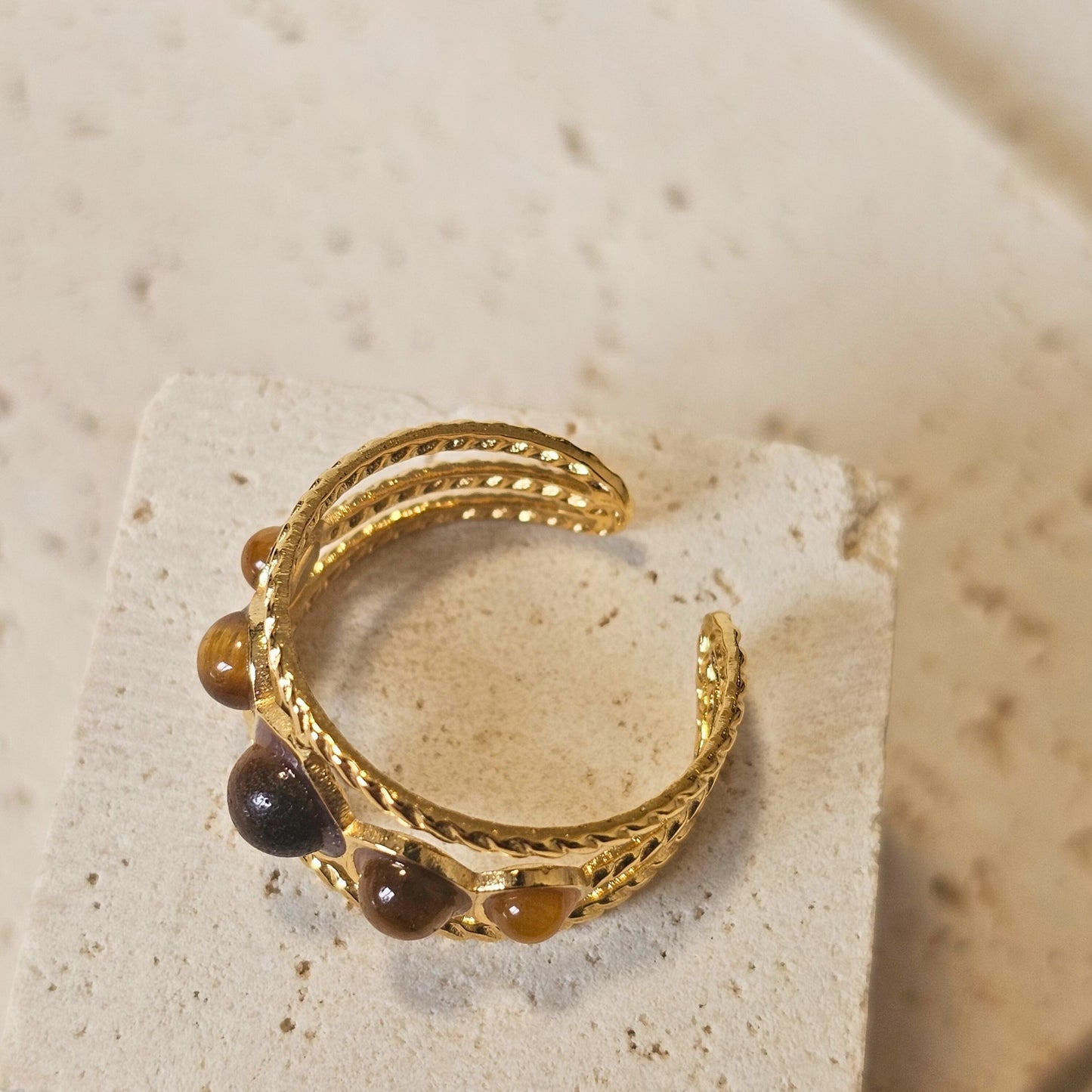 Twisted Rope Design Tiger eye Ring